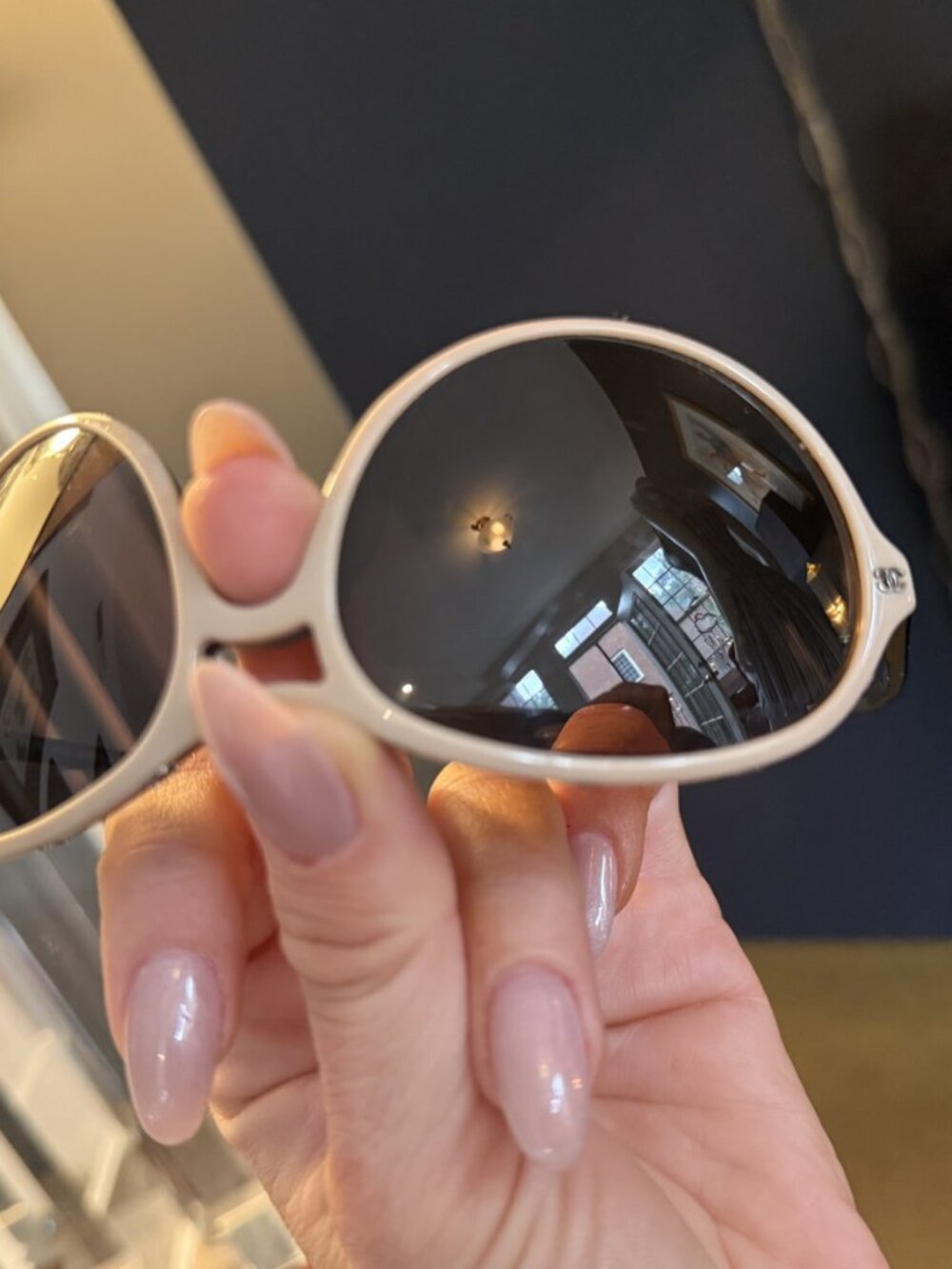 CHANEL Nude & Black Logo Frame Sunglasses O/S - Picture 3 of 7